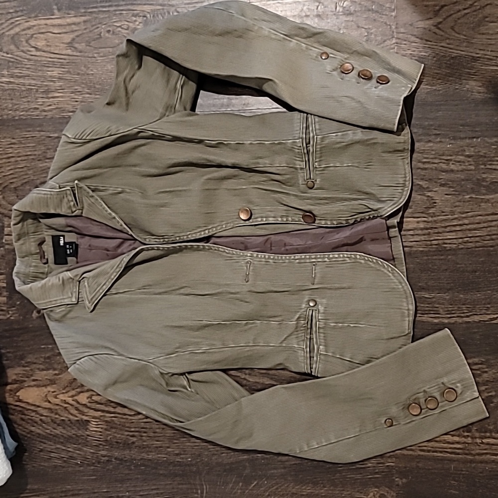 H&M Blazer - Olive Green, Sz 4 Brass-like Button Details